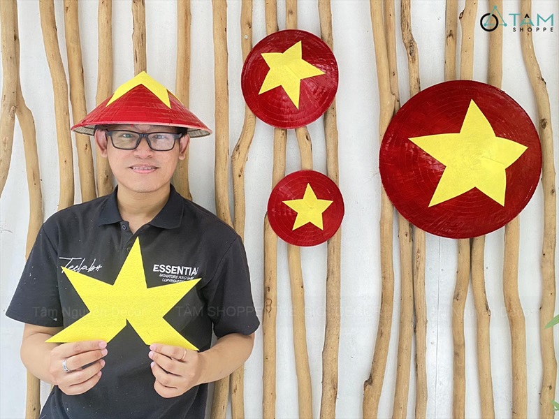 Sao nỉ Vàng dán Nón lá trang trí [4 Size] SET-DIY-07